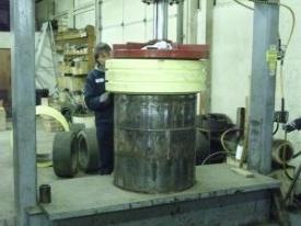 First tire being installed